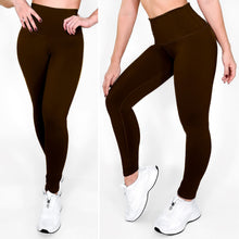Cargar imagen en el visor de la galería, Cafe Oscuro Mate | Leggin Anti-Celulitis, Anti-Fluidos Con Cintura Alta & Horma Ideal Leggins RBJ Leggins