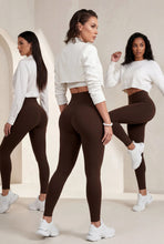 Cargar imagen en el visor de la galería, Cafe Oscuro Mate | Leggin Anti-Celulitis, Anti-Fluidos Con Cintura Alta & Horma Ideal Leggins RBJ Leggins