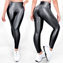 Cargar imagen en el visor de la galería, Gris Legacy - NUEVO | Leggin Gris Oscuro Efecto Cuero, Anti-Celulitis, Anti-Fluidos Con Cintura Alta & Horma Ideal Leggins RBJ Leggins