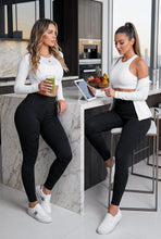 Cargar imagen en el visor de la galería, Perla Negra - NUEVO | Leggin Texturizado Anti-Celulitis, Anti-Fluidos Con Cintura Alta & Horma Ideal Leggins RBJ Leggins