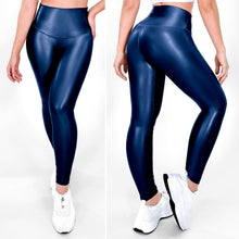 Cargar imagen en el visor de la galería, Royal Navy | Leggin Azul Navy Efecto Cuero, Anti-Celulitis, Anti-Fluidos Con Cintura Alta & Horma Ideal Leggins RBJ Leggins