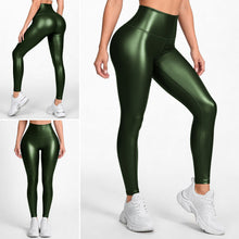 Cargar imagen en el visor de la galería, Verde Militar | Leggin Efecto Cuero, Anti-Celulitis, Anti-Fluidos Con Cintura Alta & Horma Ideal Leggins RBJ Leggins Verde Militar S - M