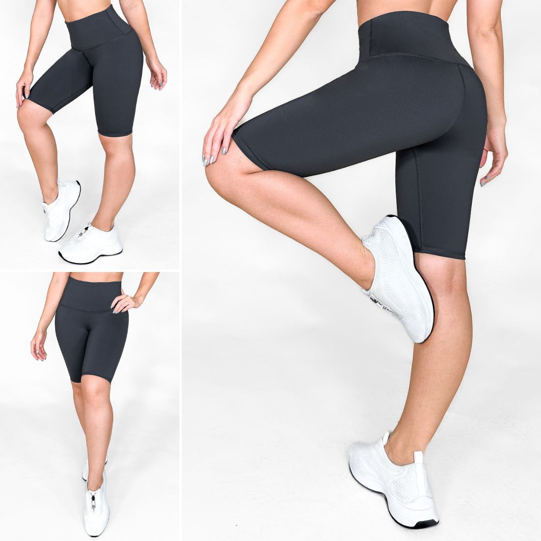 Biker Gris Oscuro Mate - NUEVO | Biker Anti-Celulitis, Anti-Fluidos Con Cintura Alta & Horma Ideal Leggins RBJ Leggins 