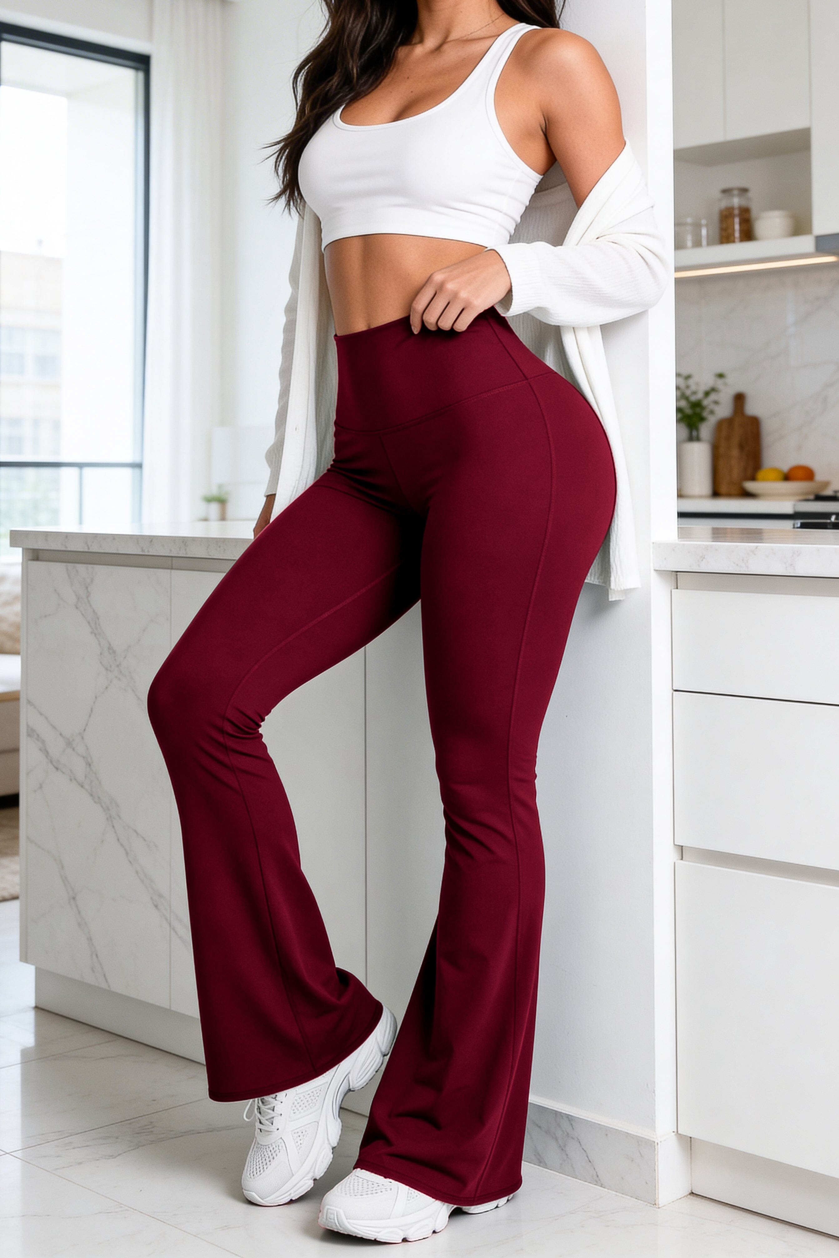 Bota Campana Vino Oscuro Mate | Leggin Anti-Celulitis, Anti-Fluidos Con Cintura Alta & Horma Ideal Leggins RBJ Leggins 