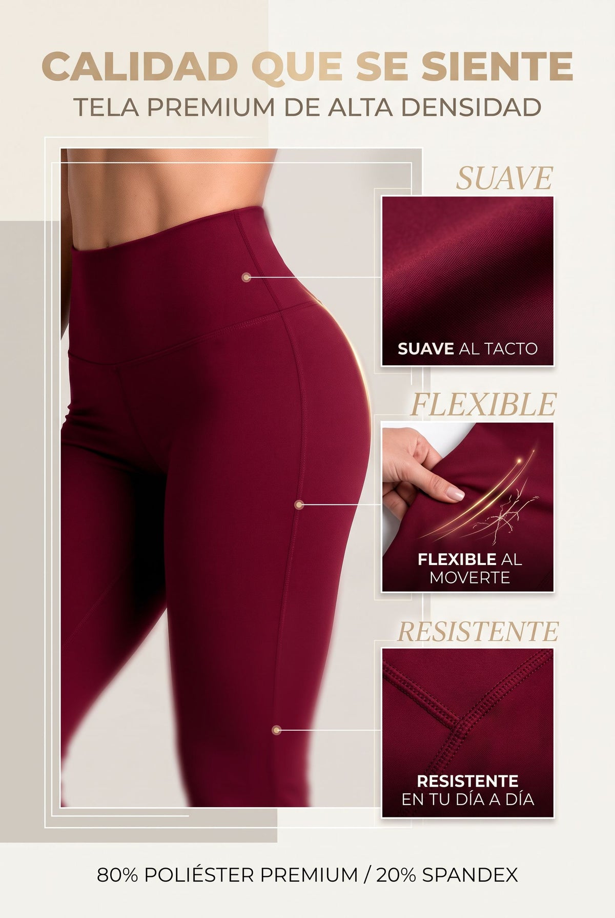 Bota Campana Vino Oscuro Mate | Leggin Anti-Celulitis, Anti-Fluidos Con Cintura Alta & Horma Ideal Leggins RBJ Leggins 
