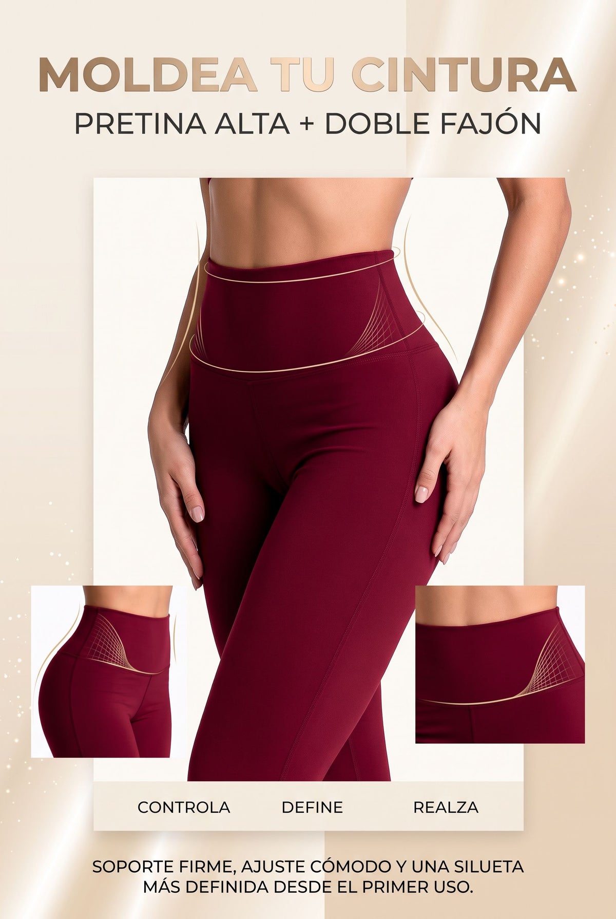 Bota Campana Vino Oscuro Mate | Leggin Anti-Celulitis, Anti-Fluidos Con Cintura Alta & Horma Ideal Leggins RBJ Leggins 