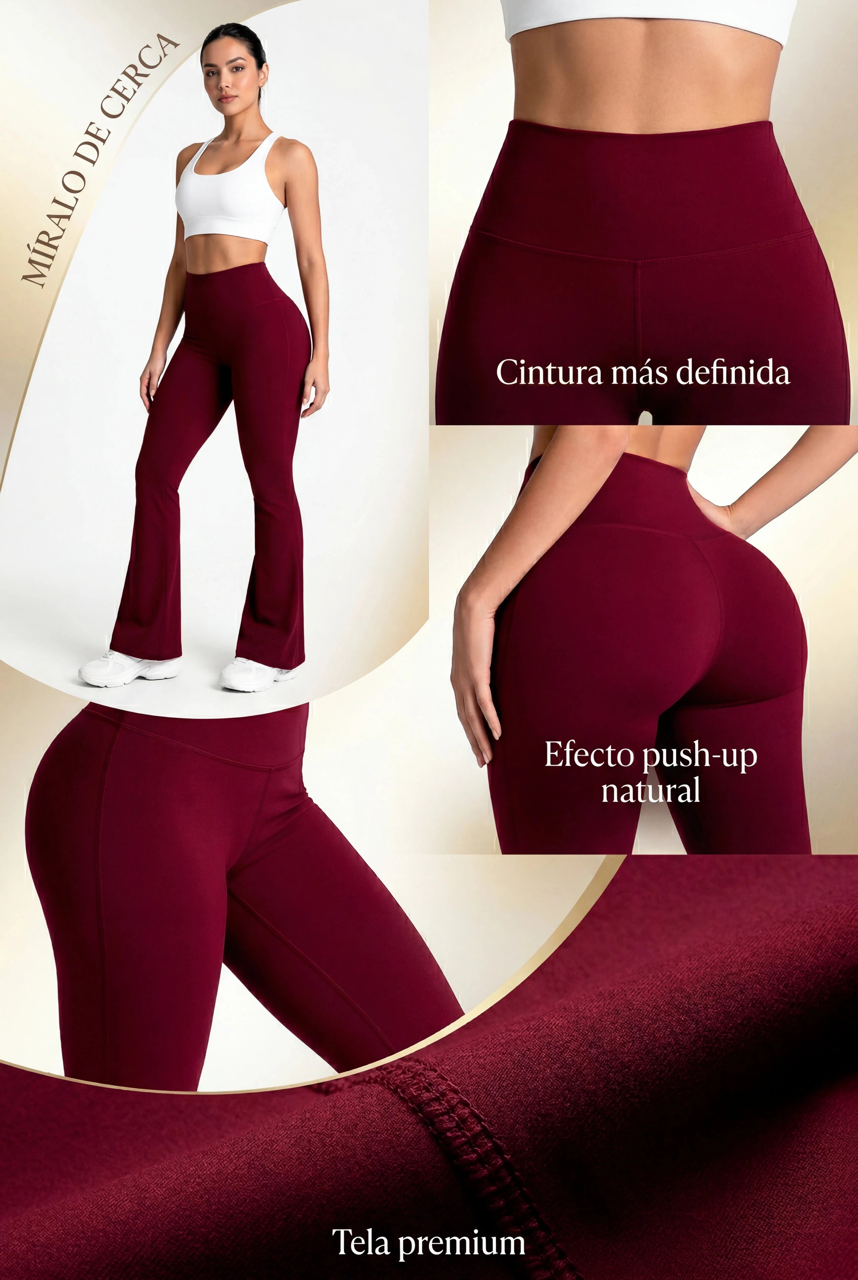 Bota Campana Vino Oscuro Mate | Leggin Anti-Celulitis, Anti-Fluidos Con Cintura Alta & Horma Ideal Leggins RBJ Leggins 