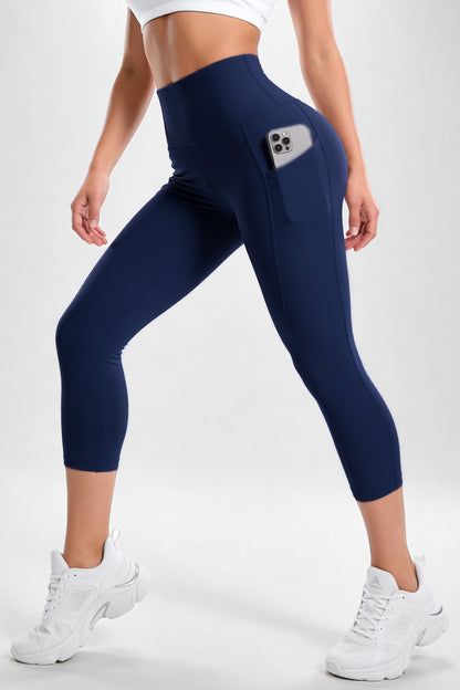 Capri Azul Navy Mate | Leggin Corto Con Bolsillo Anti-Celulitis, Anti-Fluidos Con Pretina Alta & Horma Ideal Leggins RBJ Leggins 