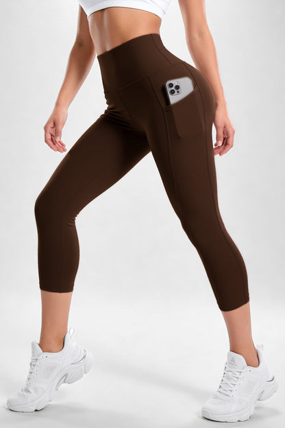 Capri Cafe Oscuro Mate | Leggin Corto Con Bolsillo Anti-Celulitis, Anti-Fluidos Con Pretina Alta & Horma Ideal Leggins RBJ Leggins 