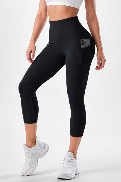 Capri Negro Mate | Leggin Corto Con Bolsillo Anti-Celulitis, Anti-Fluidos Con Pretina Alta & Horma Ideal Leggins RBJ Leggins 