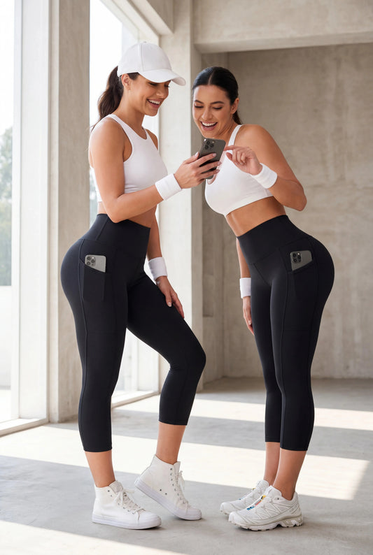 Capri Negro Mate | Leggin Corto Con Bolsillos Anti-Celulitis, Anti-Fluidos Con Pretina Alta & Horma Ideal Leggins RBJ Leggins 
