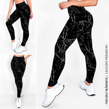 Cargar imagen en el visor de la galería, Combo Ultra Black • 5 Piezas | Leggins Negro Mármol + Negro Galaxy + Royal Black + Top Grecia Blanco (Gratis) + Camiseta Berlín Blanca (Gratis) RBJ Leggins 
