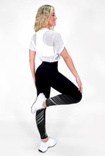 Cargar imagen en el visor de la galería, Conjunto Elite Royal Black • Tres Piezas | Leggins Royal Black + Camiseta ActiveFit Blanca + Top Grecia Blanco Leggins RBJ Leggins 
