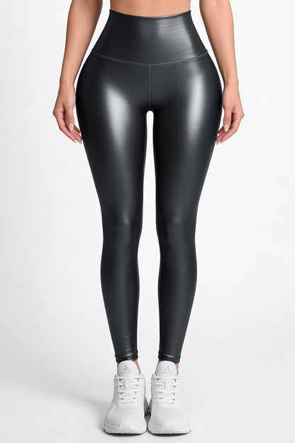 Gris Legacy | Leggin Gris Oscuro Efecto Cuero, Anti-Celulitis, Anti-Fluidos Con Cintura Alta & Horma Ideal Leggins RBJ Leggins 