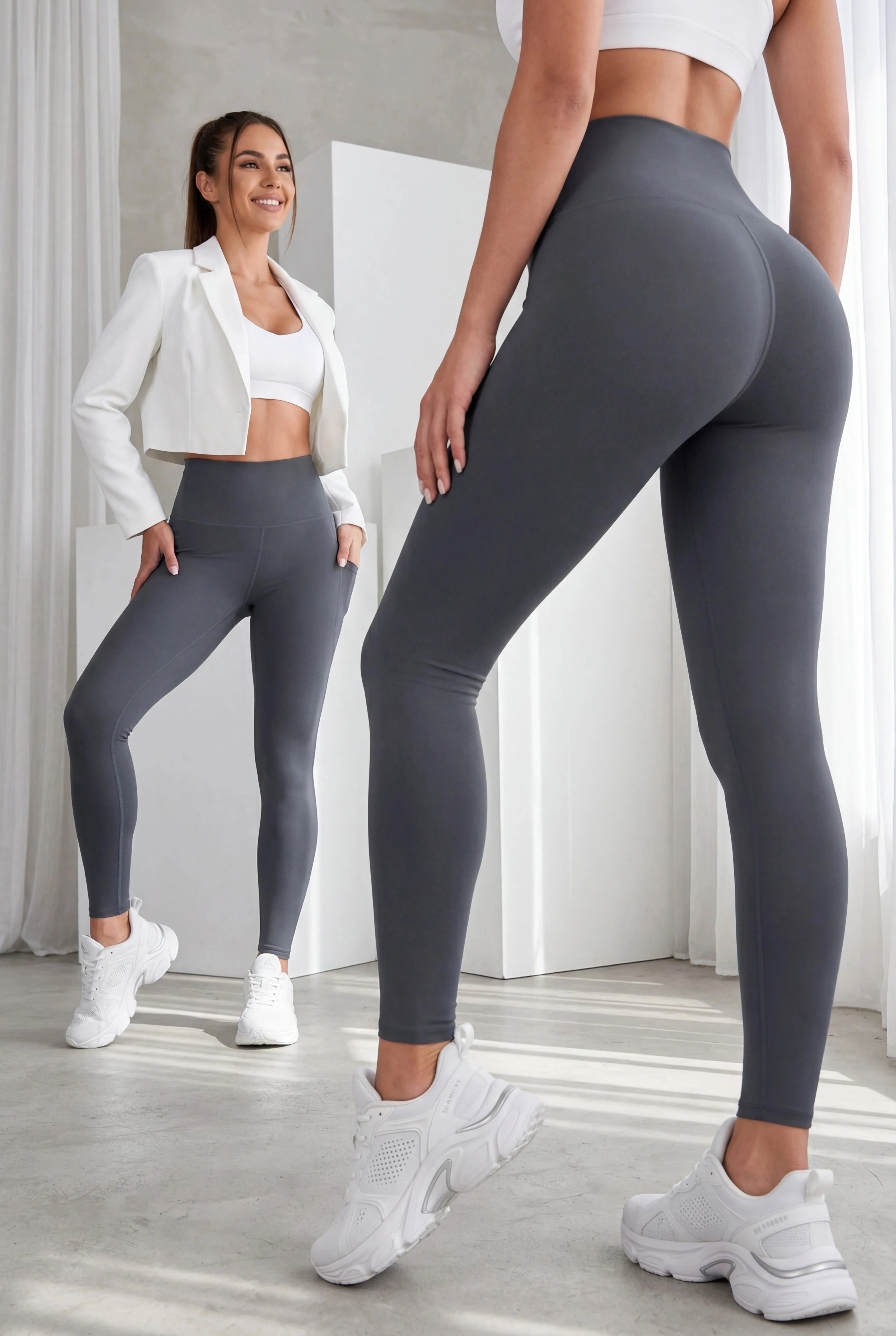 Gris Oscuro Mate | Leggin Anti-Celulitis, Anti-Fluidos Con Cintura Alta & Horma Ideal Leggins RBJ Leggins 