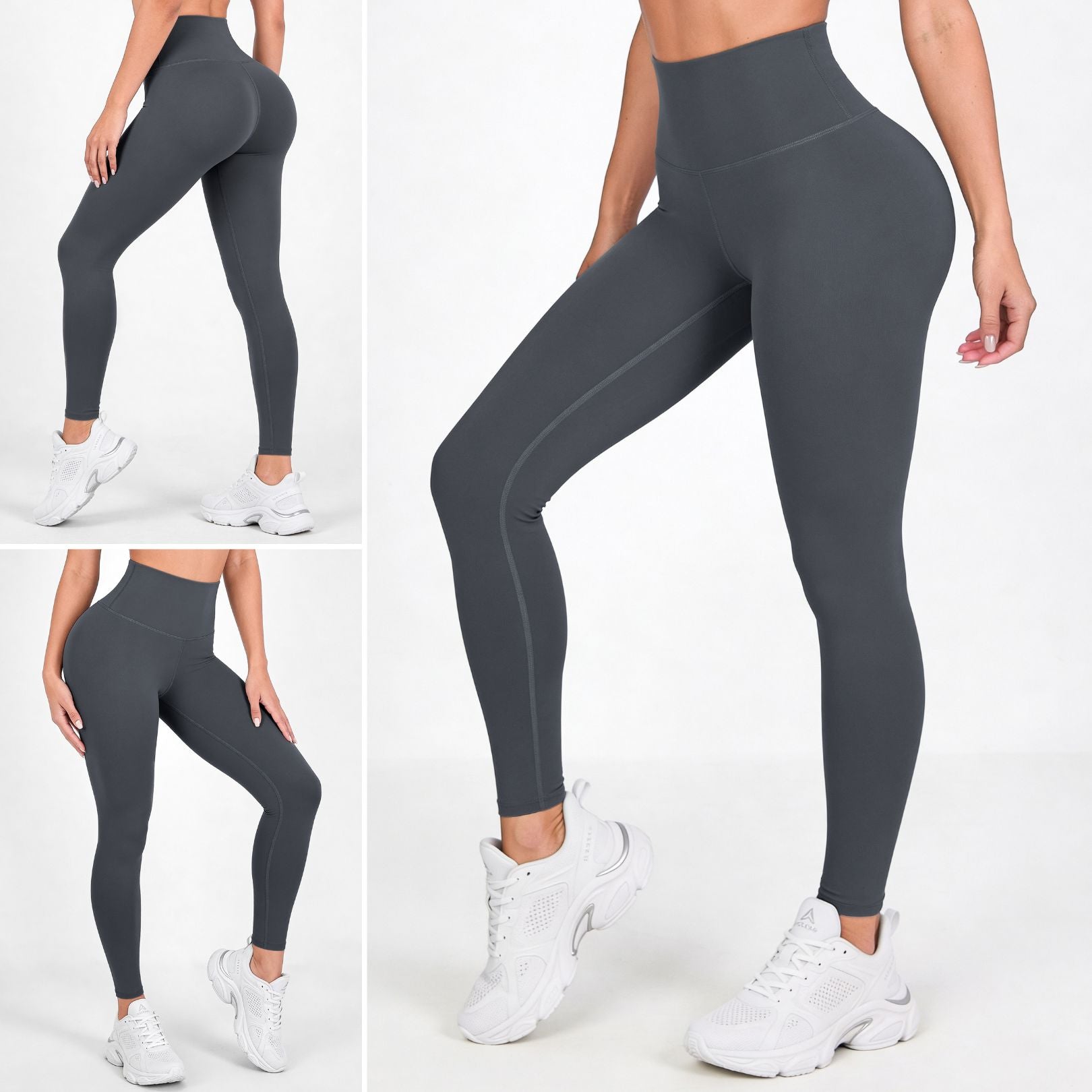 Gris Oscuro Mate | Leggin Anti-Celulitis, Anti-Fluidos Con Cintura Alta & Horma Ideal Leggins RBJ Leggins Gris Oscuro Mate S - M 