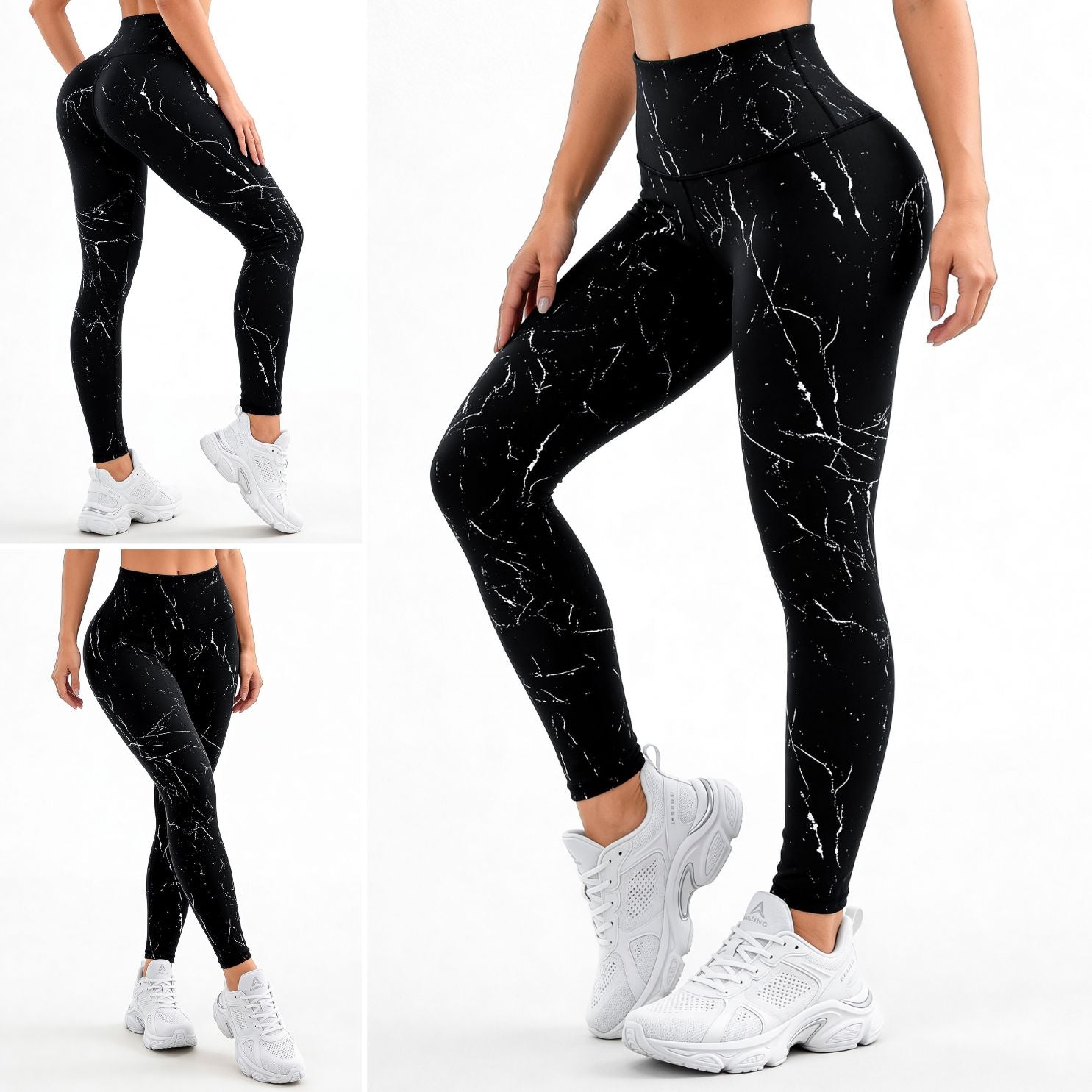 Negro Mármol | Leggin Anti-Celulitis, Anti-Fluidos Con Cintura Alta & Horma Ideal Leggins RBJ Leggins Negro Mármol S - M 