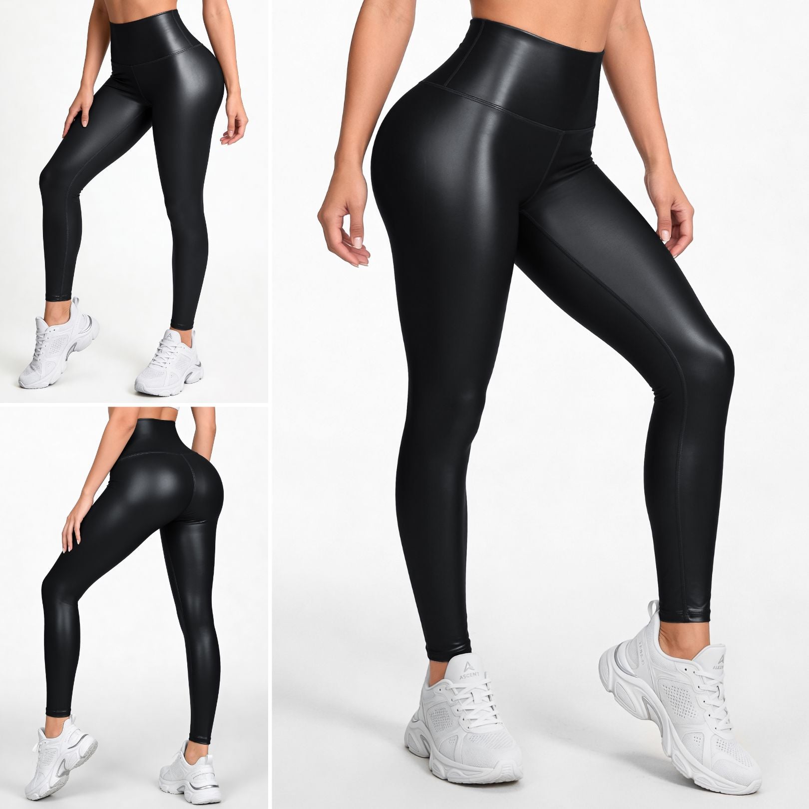 Negro Universe | Leggin Negro Efecto Cuero, Anti-Celulitis, Anti-Fluidos Con Cintura Alta & Horma Ideal Leggins RBJ Leggins 