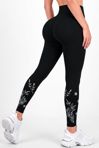 Noche Floral | Leggin Anti-Celulitis, Anti-Fluidos Con Cintura Alta & Horma Ideal Leggins RBJ Leggins 
