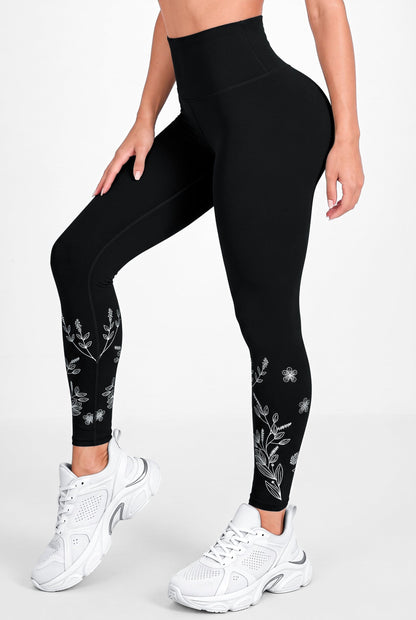 Noche Floral | Leggin Anti-Celulitis, Anti-Fluidos Con Cintura Alta & Horma Ideal Leggins RBJ Leggins 