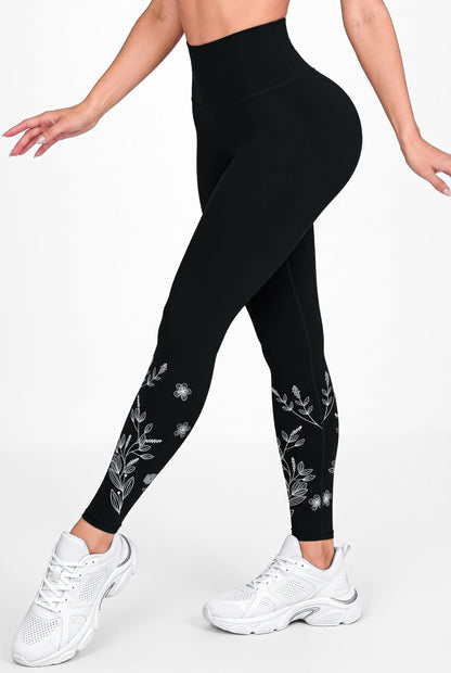 Noche Floral | Leggin Anti-Celulitis, Anti-Fluidos Con Cintura Alta & Horma Ideal Leggins RBJ Leggins 