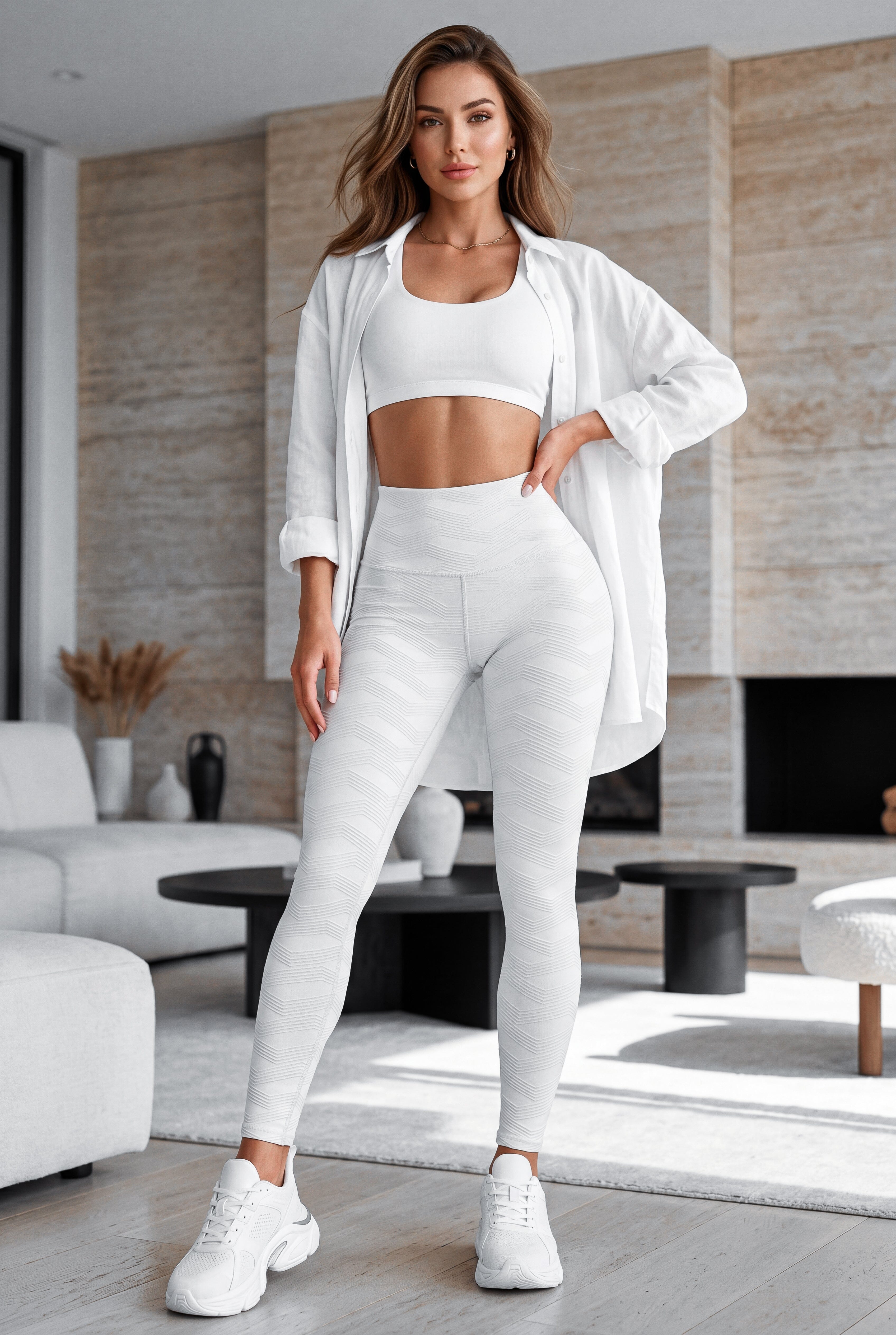 Perla Blanca - NUEVO | Leggin Texturizado Anti-Celulitis, Anti-Fluidos Con Cintura Alta & Horma Ideal Leggins RBJ Leggins 