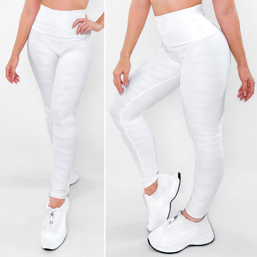 Perla Blanca - NUEVO | Leggin Texturizado Anti-Celulitis, Anti-Fluidos Con Cintura Alta & Horma Ideal Leggins RBJ Leggins 