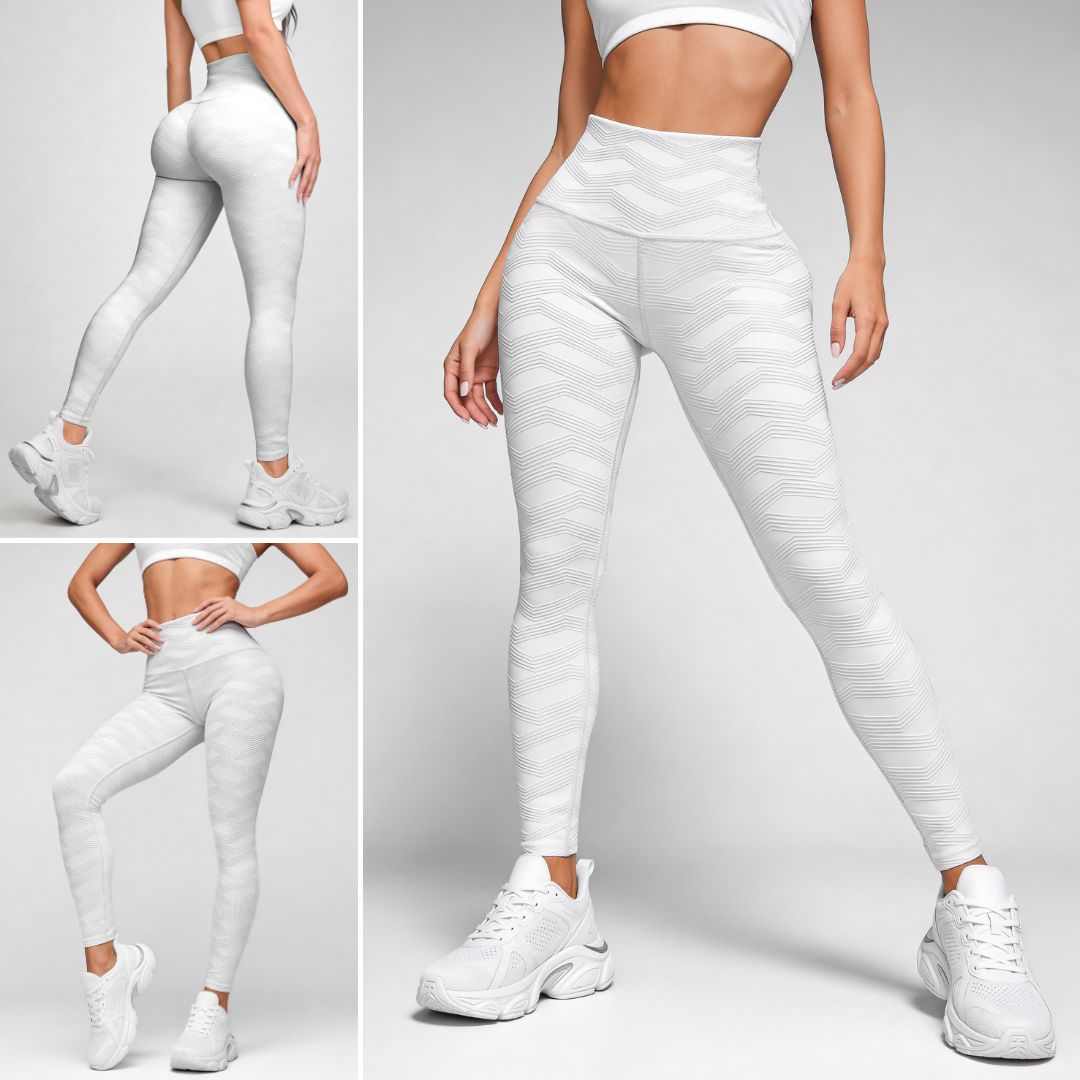 Perla Blanca - NUEVO | Leggin Texturizado Anti-Celulitis, Anti-Fluidos Con Cintura Alta & Horma Ideal Leggins RBJ Leggins Perla Blanca S - M 