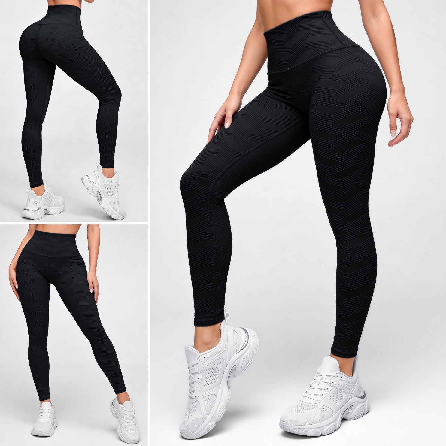 Perla Negra - NUEVO | Leggin Texturizado Anti-Celulitis, Anti-Fluidos Con Cintura Alta & Horma Ideal Leggins RBJ Leggins Perla Negra S - M 