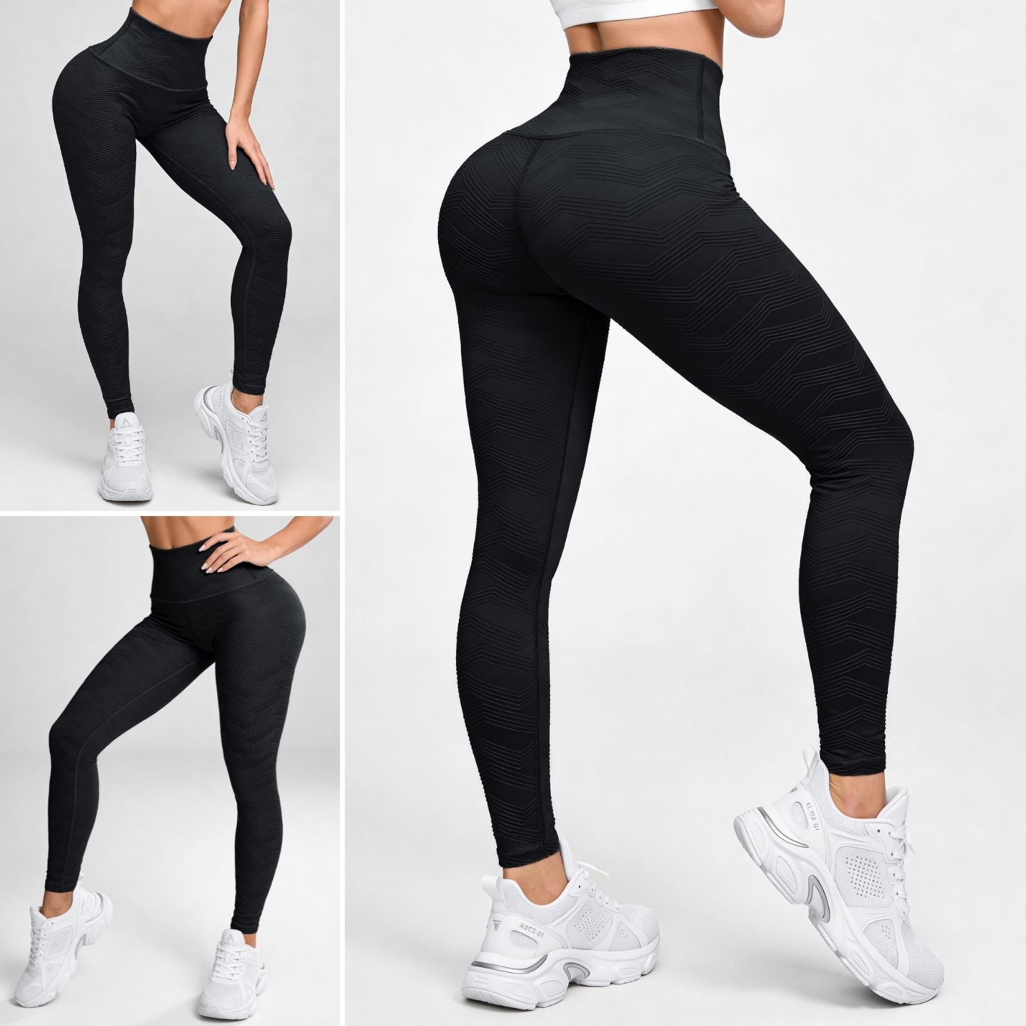 Perla Negra - NUEVO | Leggin Texturizado Anti-Celulitis, Anti-Fluidos Con Cintura Alta & Horma Ideal Leggins RBJ Leggins Perla Negra S - M 