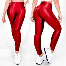 Cargar imagen en el visor de la galería, Rojo Fashion - NUEVO | Leggin Rojo Efecto Cuero, Anti-Celulitis, Anti-Fluidos Con Cintura Alta &amp; Horma Ideal Leggins RBJ Leggins 
