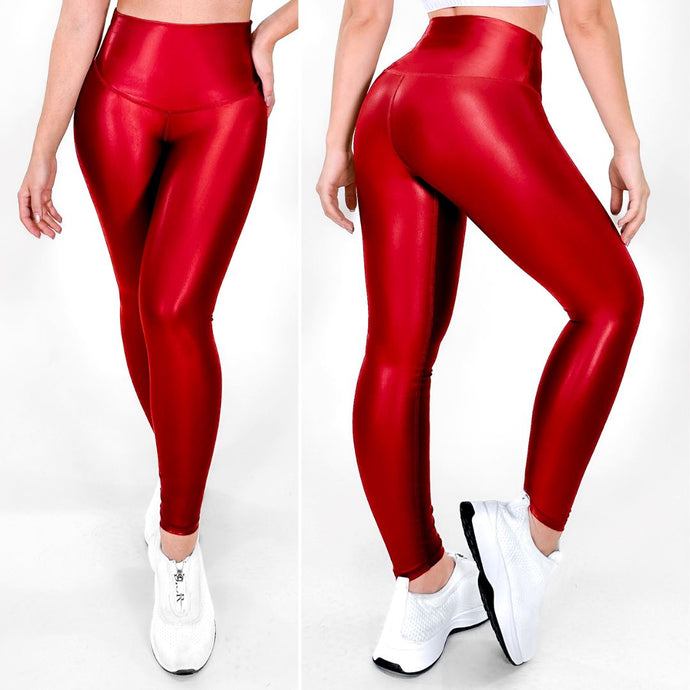 Rojo Fashion - NUEVO | Leggin Rojo Efecto Cuero, Anti-Celulitis, Anti-Fluidos Con Cintura Alta & Horma Ideal Leggins RBJ Leggins 