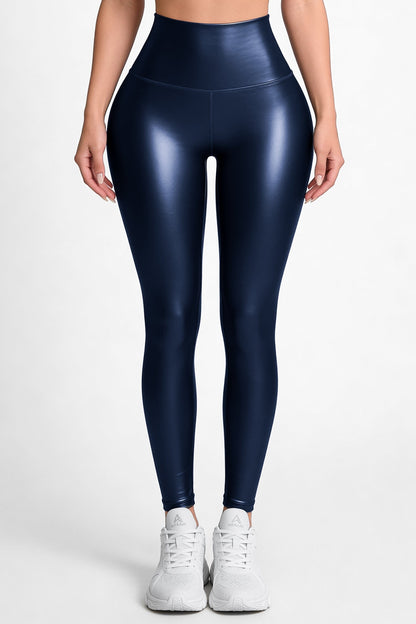 Royal Navy | Leggin Azul Oscuro Efecto Cuero, Anti-Celulitis, Anti-Fluidos Con Cintura Alta & Horma Ideal Leggins RBJ Leggins 