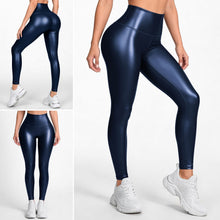 Cargar imagen en el visor de la galería, Royal Navy | Leggin Azul Oscuro Efecto Cuero, Anti-Celulitis, Anti-Fluidos Con Cintura Alta &amp; Horma Ideal Leggins RBJ Leggins Royal Navy S - M 
