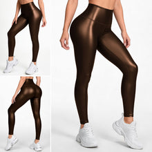 Cargar imagen en el visor de la galería, Tentación Cafe | Leggin Cafe Oscuro Efecto Cuero, Anti-Celulitis, Anti-Fluidos Con Cintura Alta &amp; Horma Ideal Leggins RBJ Leggins Tentación Cafe S - M 
