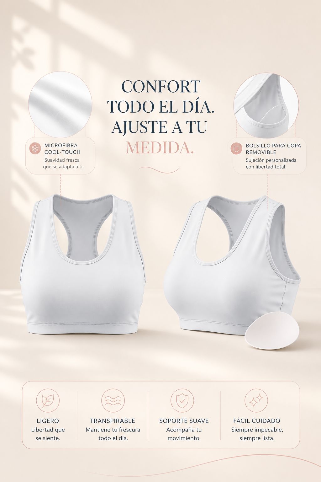 Top Grecia Blanco | Diseño Premium | Calidad y Confort Superior | Con Copas Removibles Leggins RBJ Leggins 