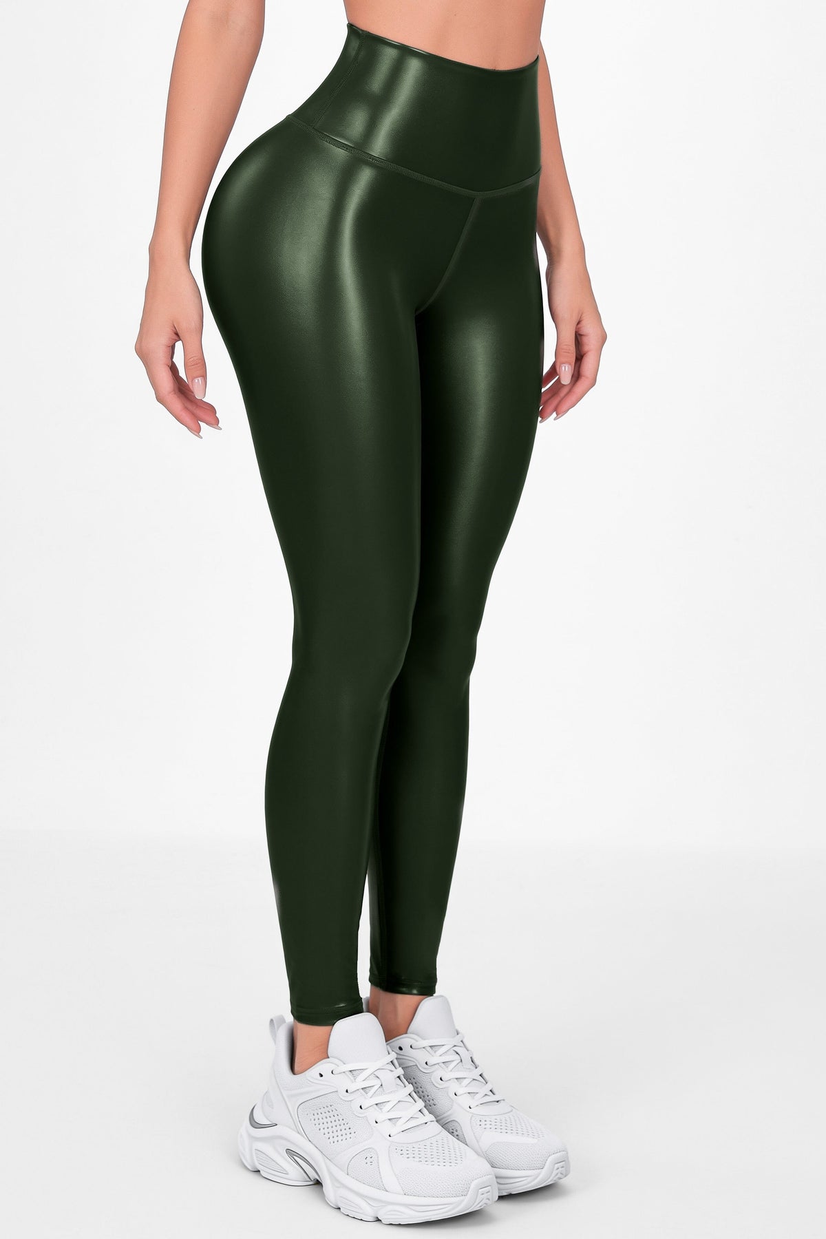 Verde Militar | Leggin Efecto Cuero, Anti-Celulitis, Anti-Fluidos Con Cintura Alta & Horma Ideal Leggins RBJ Leggins 