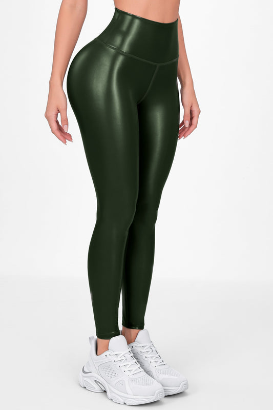 Verde Militar | Leggin Efecto Cuero, Anti-Celulitis, Anti-Fluidos Con Cintura Alta & Horma Ideal Leggins RBJ Leggins 