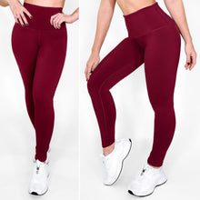 Cargar imagen en el visor de la galería, Vino Oscuro Mate | Leggin Anti-Celulitis, Anti-Fluidos Con Cintura Alta &amp; Horma Ideal Leggins RBJ Leggins 
