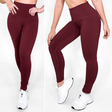 Cargar imagen en el visor de la galería, Vino Oscuro Mate - NUEVO | Leggin Anti-Celulitis, Anti-Fluidos Con Cintura Alta &amp; Horma Ideal Leggins RBJ Leggins 
