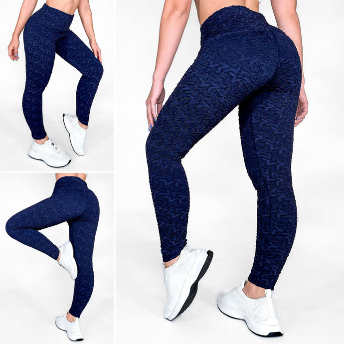 Zafiro Azul Navy - NUEVO | Leggin Texturizado Anti-Celulitis, Anti-Fluidos Con Cintura Alta & Horma Ideal Leggins RBJ Leggins 